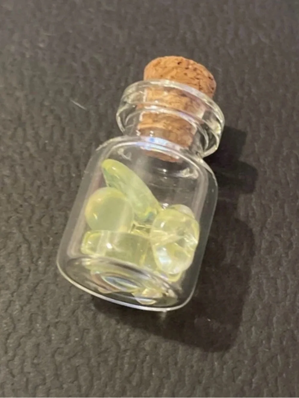 Glass Cork Bottle with uranium beads!